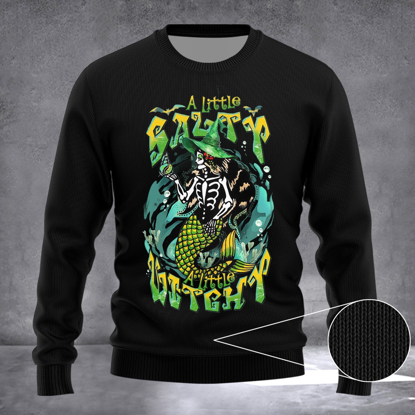 A Little Salty A Little Witchy Sweater Mermaid Skull Halloween Sweater Gifts