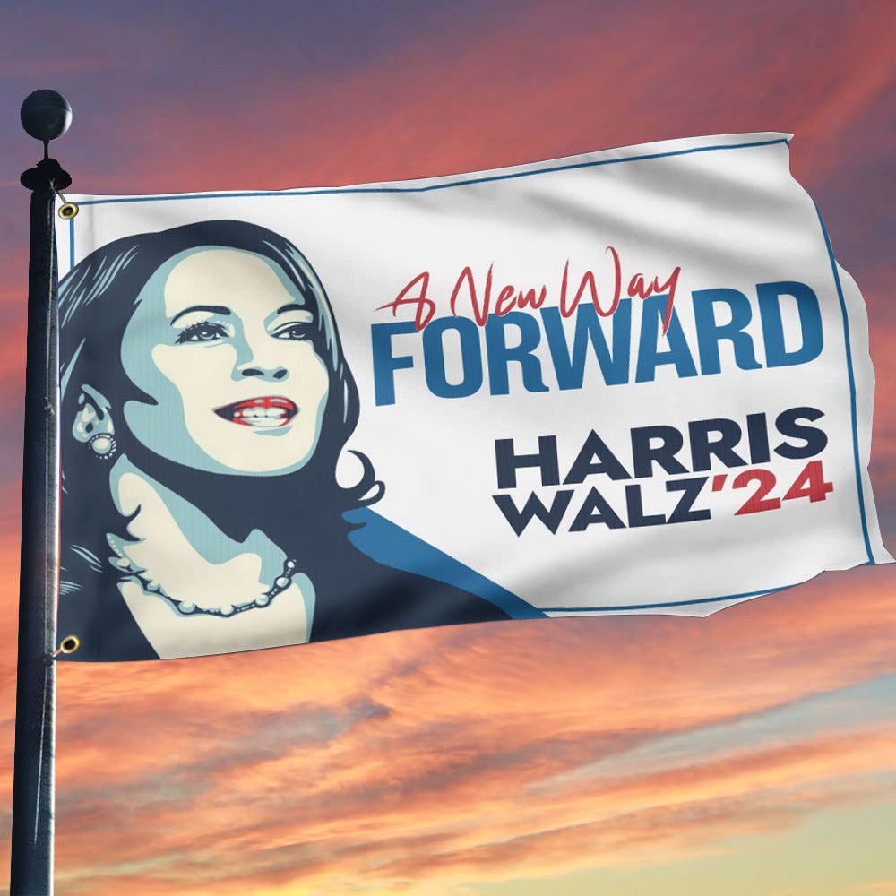 A New Way Forward Harris Walz 2024 Flag Kamala Harris Supporter Flag