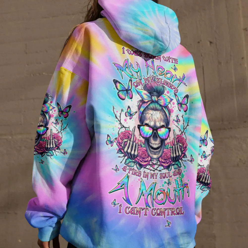 A Mouth I Can’t Control Skull Messy Bun Rose Hoodie Skull Merch Good Gifts For Mom