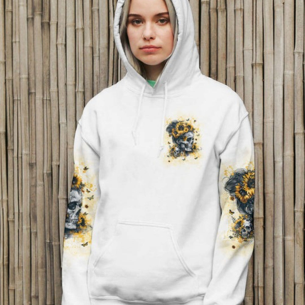 A Little Sunshine A Little Savage Skull Sunflower Hoodie Perfect Mother’s Day Hoodie Skull Gifts For Men